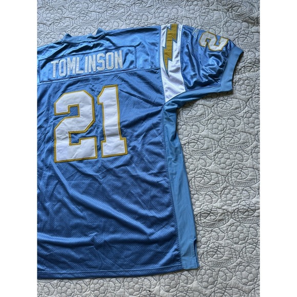 Reebok SD Chargers Mens  Ladainian Tomlinson Powder Blue Jersey Sz 56 Stitched - Picture 15 of 16